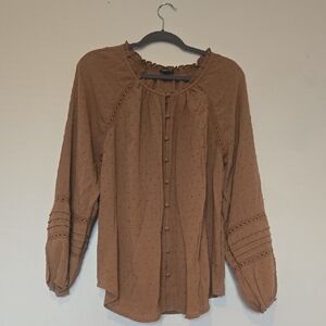 Torrid Brown Button-Up Blouse